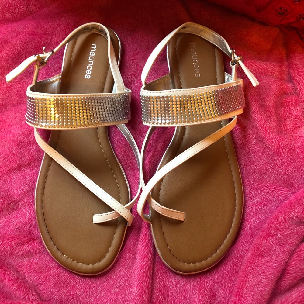 Maurices white and silver sandal